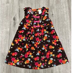 Gymboree Woodland Friends brown corduroy dress w/ fall floral‎ pattern, 4T